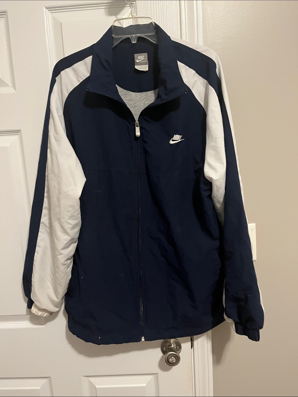 Vintage Nike Navy and White Windbreaker